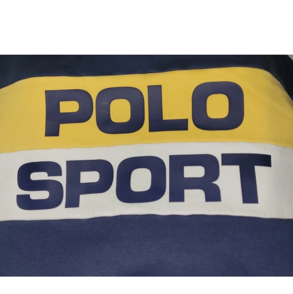 Polo Sport Ralph Lauren Hoodie Y2K Vintage 2XLT Color Block Spellout Retro 90's - Picture 8 of 12